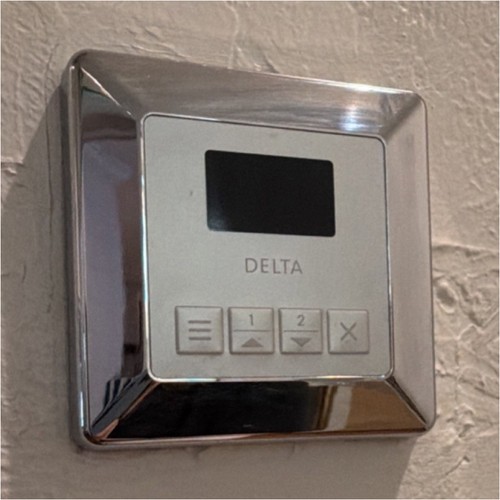 Delta Steam Shower Control Panel Polished Metal Square Silver Bathroom