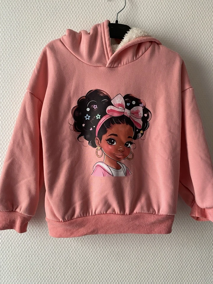 Tissaia Basics ensemble fille 5 ans sweat à capuche rose + jogging noir LOVE - Photo 2/4