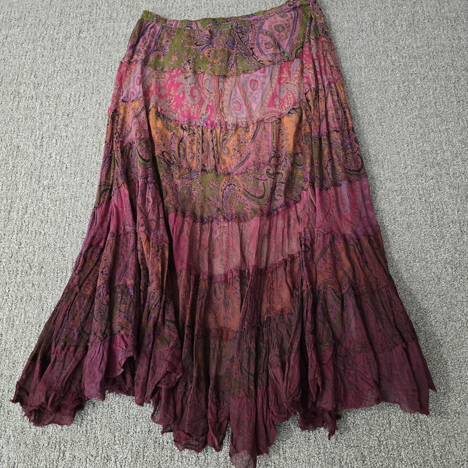 Solitaire Patchwork Paisley Boho Tiered Maxi Skir… - image 6