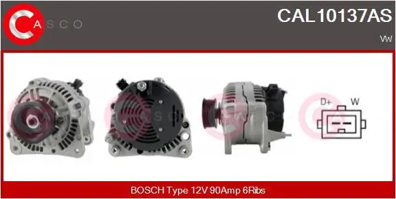 Alternatore con puleggia cinghia Poly-V CAL10137AS CASCO per VW