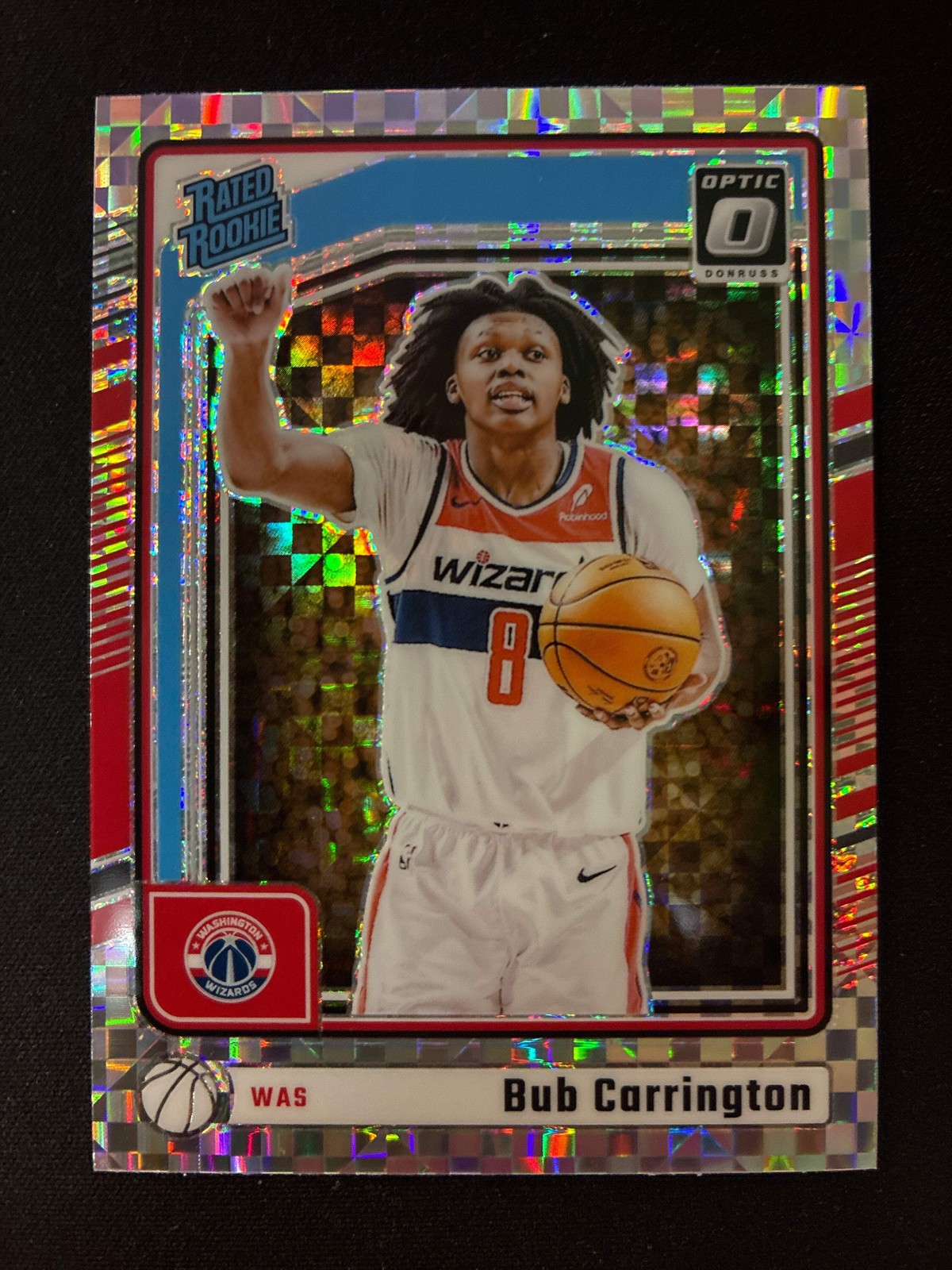 #273 Bub Carrington 2024-25 Donruss Optic RC Rookie Wizards Checkerboard