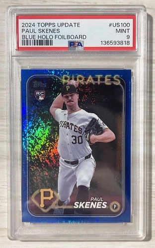 2024 Topps Update #US100 Paul Skenes Blue Holo Foilboard #/999 PSA 9