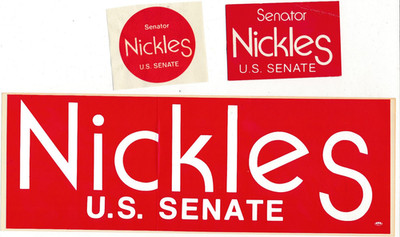 1980 Don Nickles for US Senate Oklahoma OK brumper sticker, etc. #17