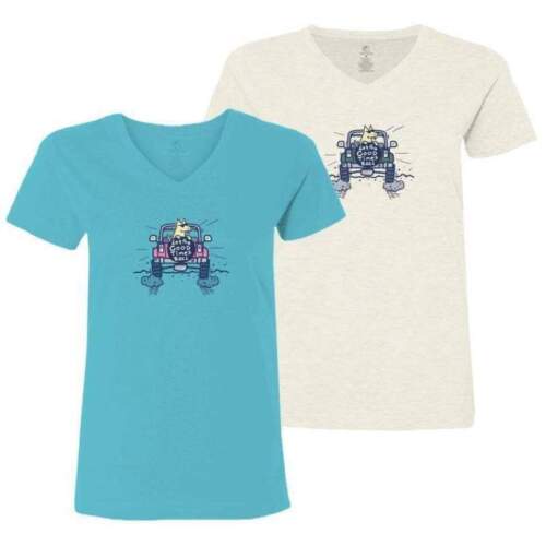 Teddy the Dog T Shirt Let the Good Times Roll Ladies V Neck Tee Limited Edition - Picture 2 of 15