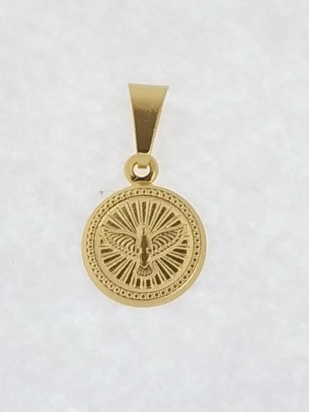 Alternate view of Holy Spirit Dove Medal 18k Gold Plated Pendant With Inch Chain Confirmation