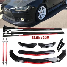 For Mitsubishi Lancer Front Bumper Lip Splitter Spoiler Glossy Black Red Body