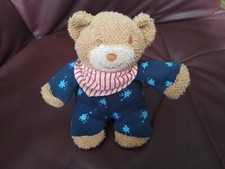 BIECO STOFFTIER BÄR TEDDYBÄR IN BLAU MIT KLECKSE DRAUF UND RASSELFUNKTION TOP