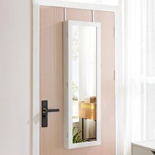 Jewelry Lockable Cabinet w/ Full-Length Mirror Wall Door Mount Organizer Storage