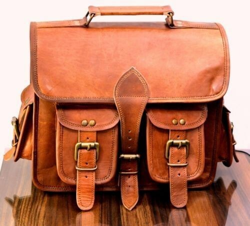 Leather Briefcase Shoulder Men's Brown Travel New Satchel Retro Genuine Bag