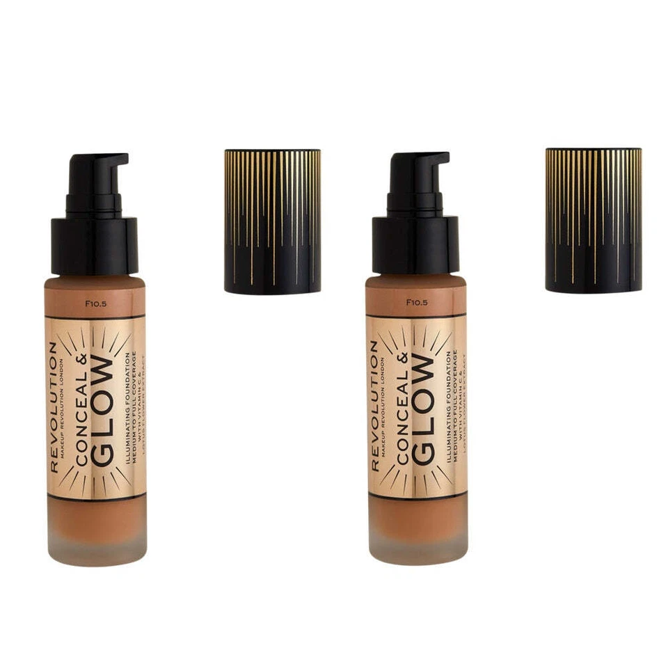 Pack of 2 Makeup Revolution Beauty Conceal & Glow Illuminating Foundation, F10.5 - Image 4 of 4