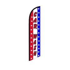 Car Wash Patriotic Swooper Flutter Feather Flag  3ft W x 11.5ft Tall