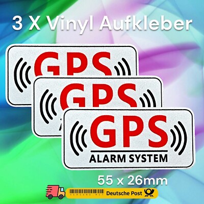 3x GPS ALARM SYSTEM Sticker Aufkleber Diebstahlschutz Fahrrad Wohnmobil Anhänge