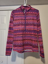 Nike Pro Womens Hyperwarm Half Zip Pullover Digital Fair Isle Print Medium