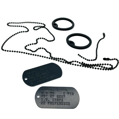 JUEGO DE ETIQUETAS DE PERRO DE IDENTIFICACIÓN MILITAR DE LAS FUERZAS ESPECIALES NEGRAS DE EE. UU. por THEDOGTAGCO con cadenas - Imagen 8 de 12