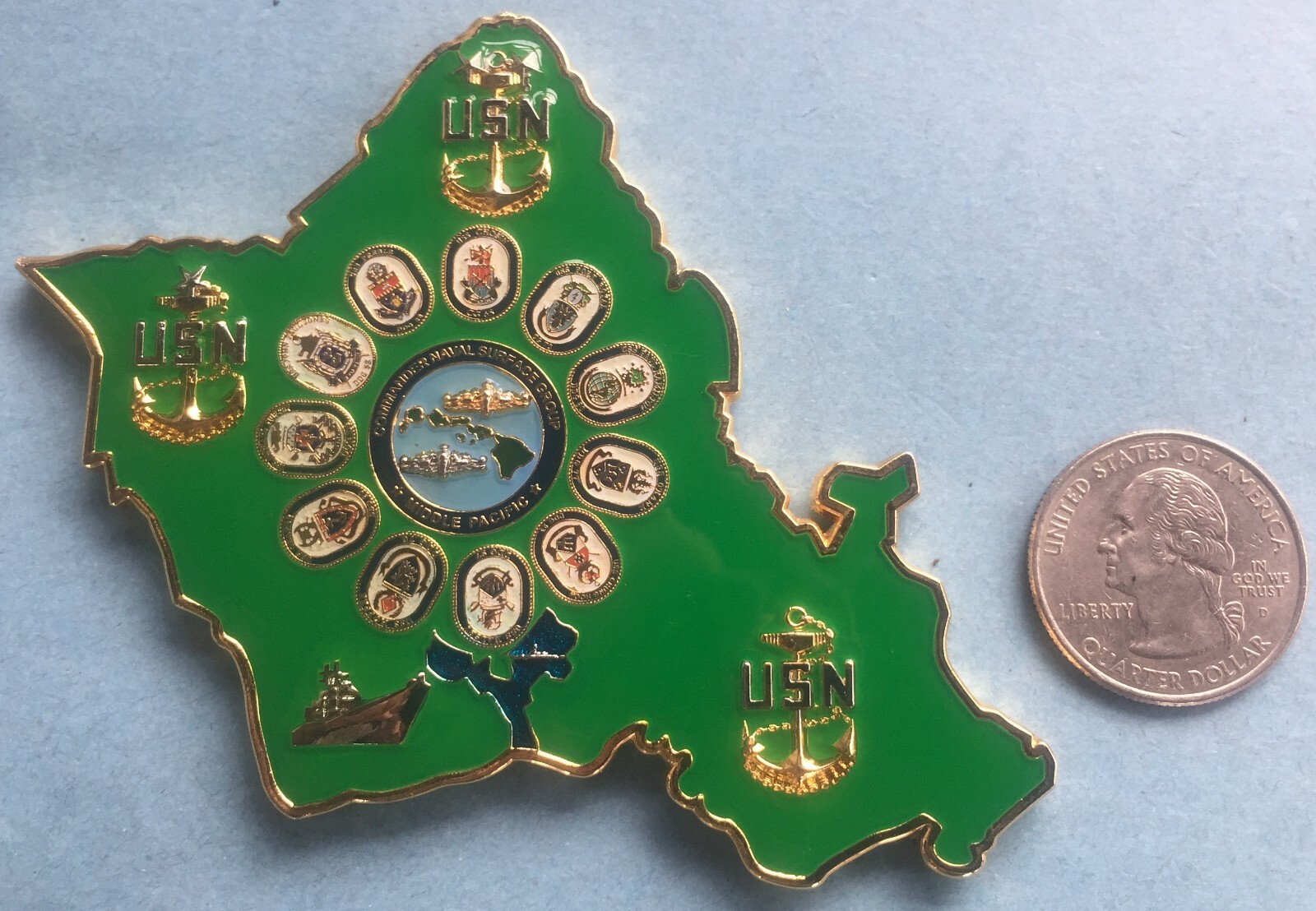 US NAVY CHALLENGE COIN COMMANDER NAVAL SURFACE GROUP MIDDLE PACIFIC CPO