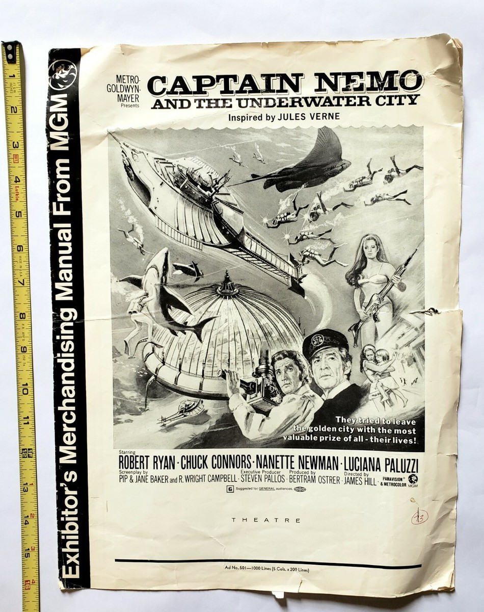 VINTAGE 1969 CAPTAIN NEMO AND THE UNDERWATER CITY MOVIE PROMO AD