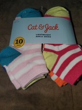 Cat Jack Girls Ankle Socks 10-Pair Multicolor Size Small. B80
