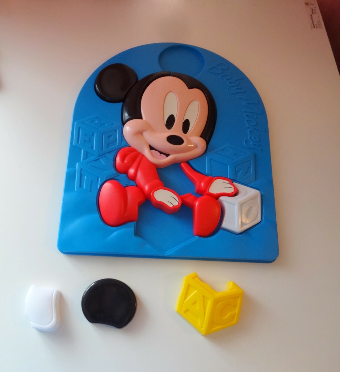 Vtg Mickey Mouse Puzzle Plastic Tray Baby Disney 80s Preschool ABC