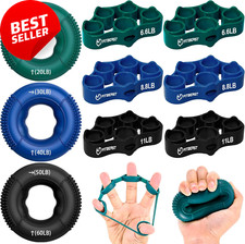 9-Piece Grip Strength Trainer Kit, Finger  Forearm Exerciser, Hand Strengthener
