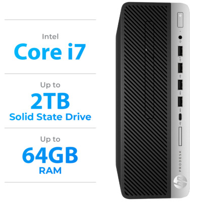 HP Desktop Computer PC i7 - up to 64GB RAM, 2TB SSD, Windows 10/11 Pro - WIFI BT