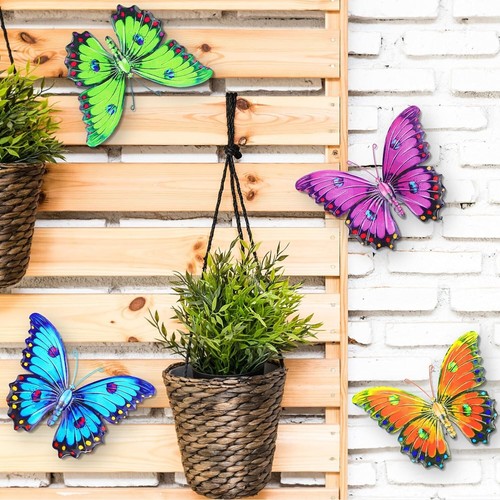 Metal Butterfly Set 3D Wall Art Indoor Outdoor Home Garden Fence Decor Sculpture - Picture 6 of 7