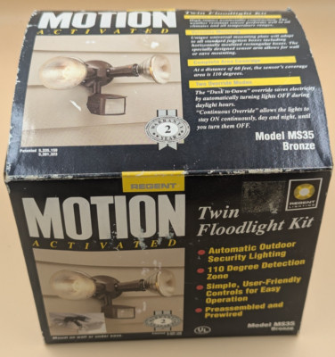 Regent Twin Floodlight Kit Motion Activated Sensor Model MS35 Outdoor OPen Box