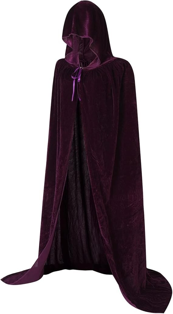 Capa de Halloween con Capucha, Disfraz de Vampiro Brujas Terciopelo, Niños Unisex M/L