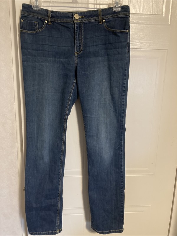 Chico's Platinum Jeans Women Size 1 Denim Blue Medium Wash Mid-Rise Straight Leg
