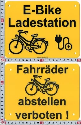 SIEBDRUCK-SCHILDER24 Fahrräder abstellen verboten Fahrrad Schilder E-Bike Ladestation 20x15cm Hinweis