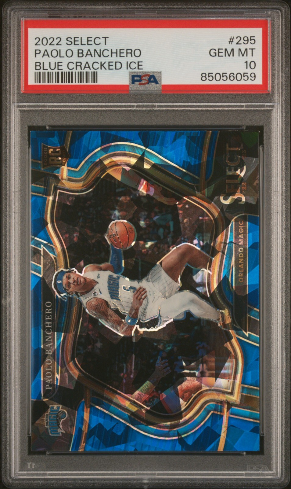 2022 Select Paolo Banchero Rookie Courtside Blue Cracked Ice #295 PSA 10 POP 5