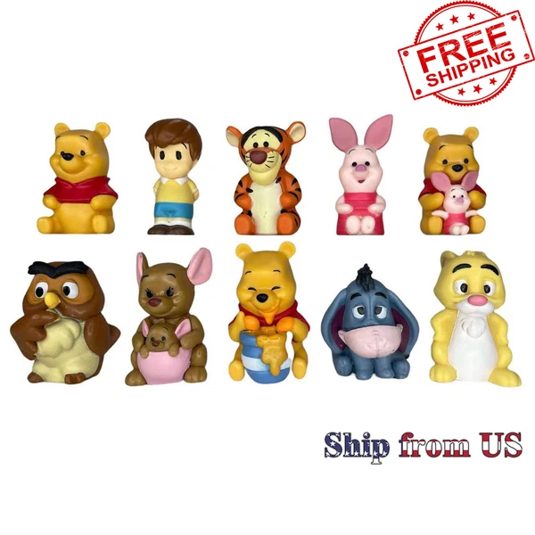Winnie the Pooh Bear Playset 1.5" - 10 Pcs Set Figure Cake Topper Toy Doll Gift
