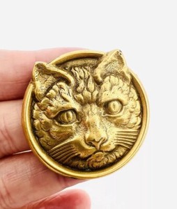 Authentic Detailed Warm Matte Finish Gold Plated CAT Brooch Vintage Jewelry
