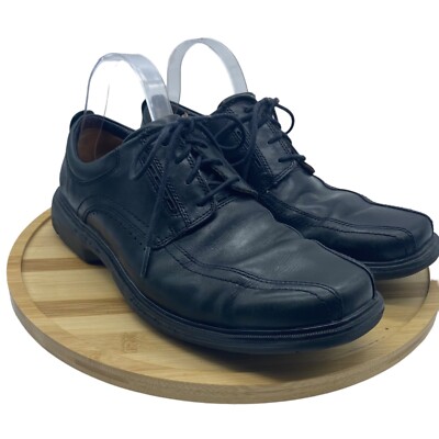 Clarks Lace Black Leather Gessler Casual Shoes Men 9.5 Heritage Stitching Marks