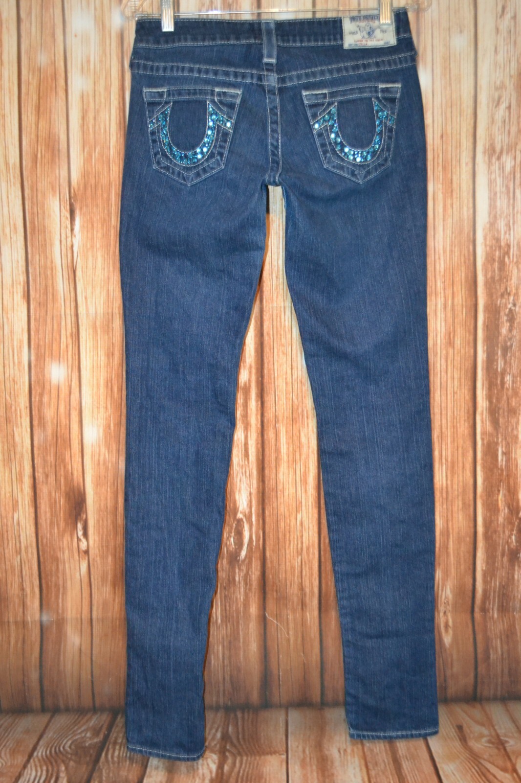 True Religion Women's Stella Skinny Blue Gem No Pocket Flaps Blue Jeans 27x33 thumbnail 6