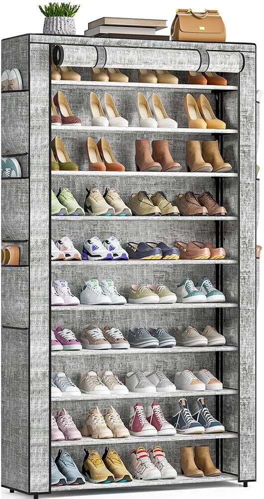 10-Tier Large Shoe Rack Holds 50-56 Pairs Free Standing Tall Shelf-image