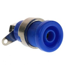 4mm Panel Mount Banana Plug Jack, Blue, 600VAC 32 Amps, 12mm Mounting Hole