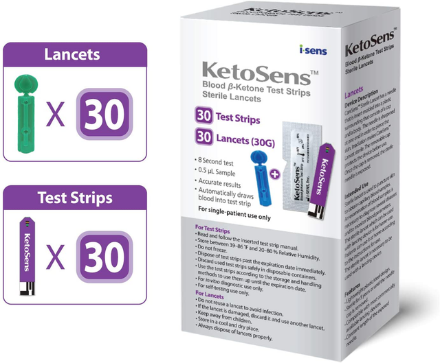 KetoSens Blood Ketone Test Strips and Lancets Ideal for The Keto Diet