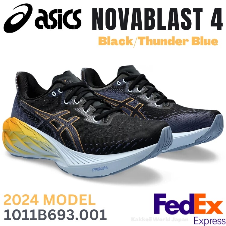 ASICS Running  Shoes NOVABLAST 4 Black/Thunder Blue 1011B693 001 NEW!-image
