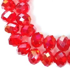 6x4mm AB Siam Red Glass Crystal Faceted Rondelle Beads 16"