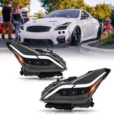 LED Headlights For Infiniti G37 2008-2013 Q60 2014-2015 Sequential Front Lamps