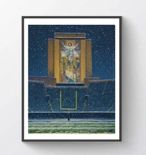 8x10 Touchdown Jesus Notre Dame Winter Art Print