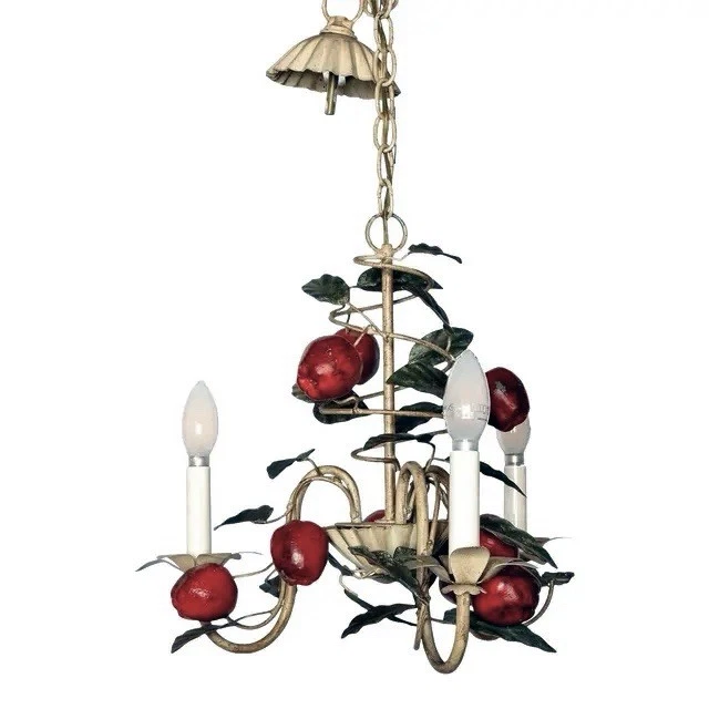 CANDELABRO MANZANA TOLE ITALIANO VINTAGE AÑOS 50 FRUTA ITALIA techo florentino MCM Foto 3 de 4