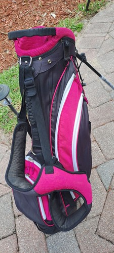 Borsa Golf Donna Donna Stand RJ Rosa Fucsia Nera 6 Div Tracolla Pioggia  - Foto 2 di 11