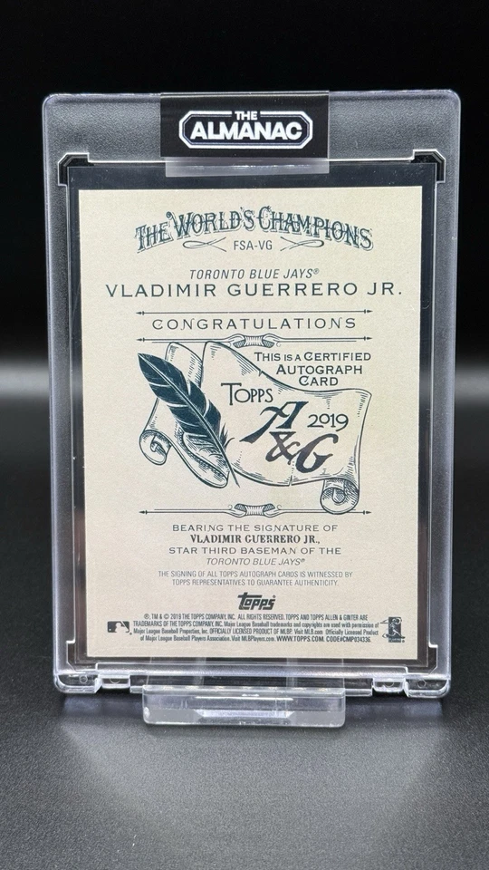 2019 Topps Allen & Ginter Vladimir Guerrero Jr. RC Auto Rookie Autograph - Image 2 of 2