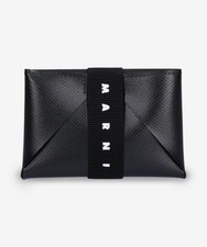 Marni LOGO Card Holder Men Black Slim Leather Money Clip Wallet Official