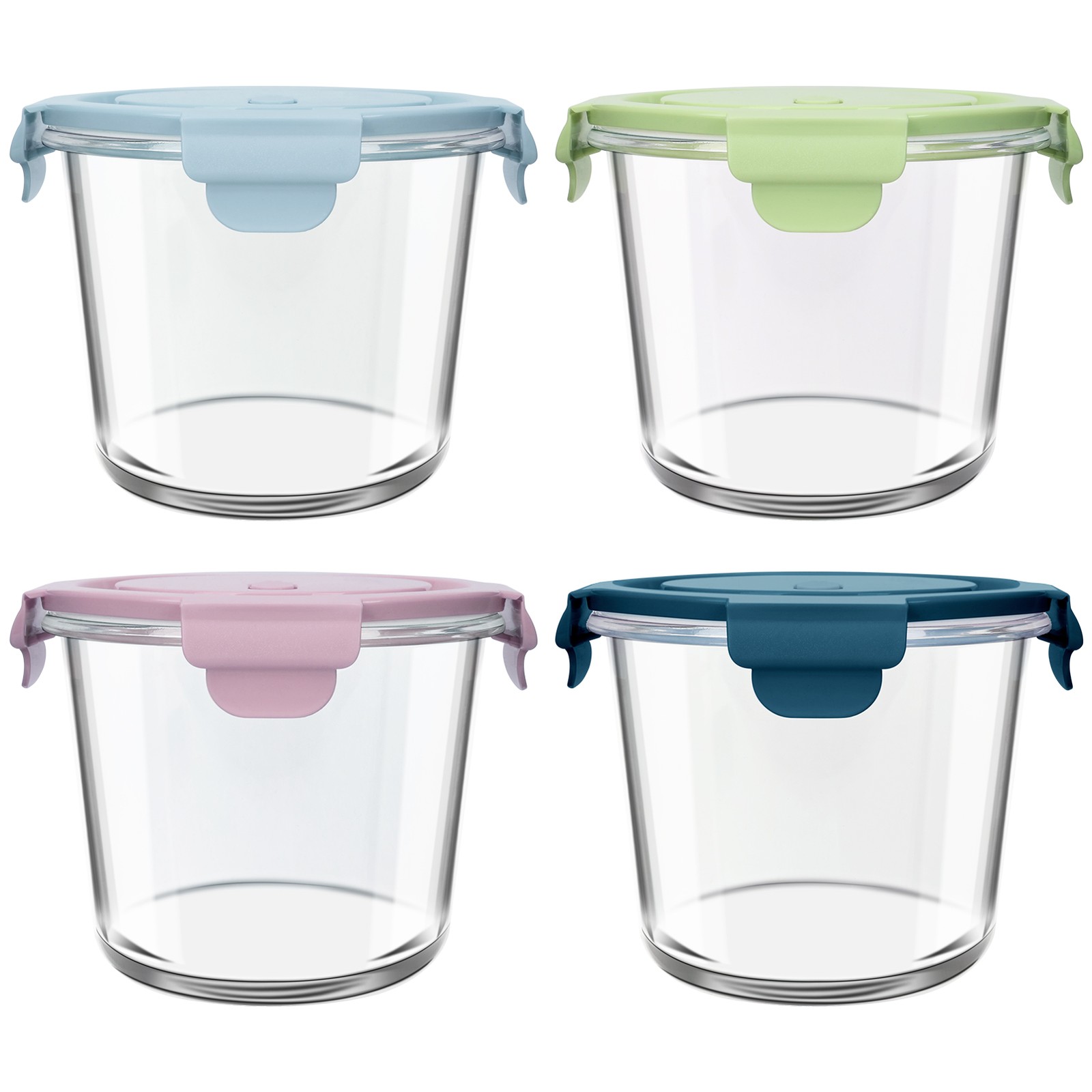 4er Set 710ml Glasbehälter mit Deckel Meal Prep Gläser Salatschüssel Luftdichte