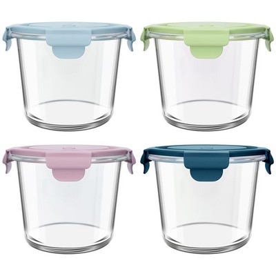 4er Set 710ml Glasbehälter mit Deckel Meal Prep Gläser Salatschüssel Luftdichte