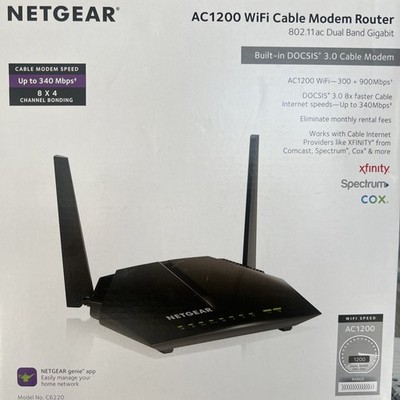Netgear AC1200 WiFi Cable Modem Router (C6220) Brand NEW