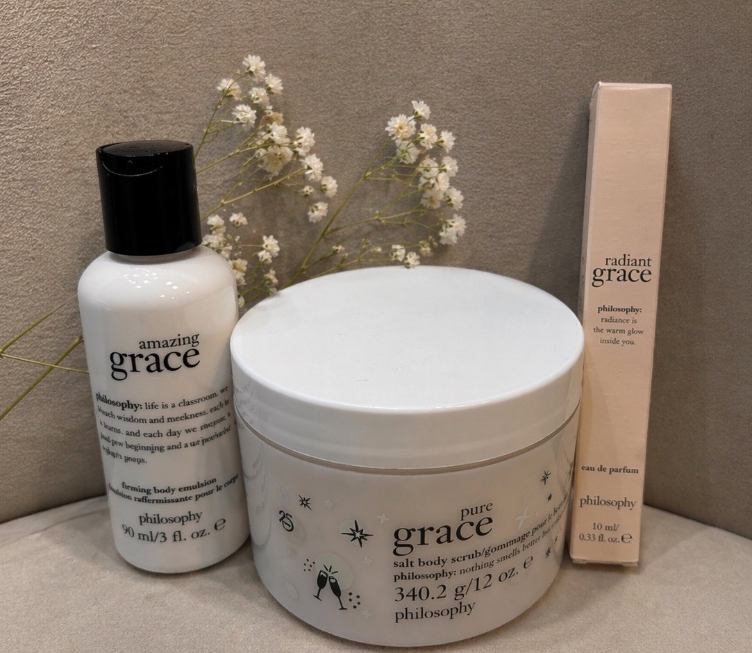 Philosophy Pure Grace Body Care Set Lotion Scrub Perfume Gif