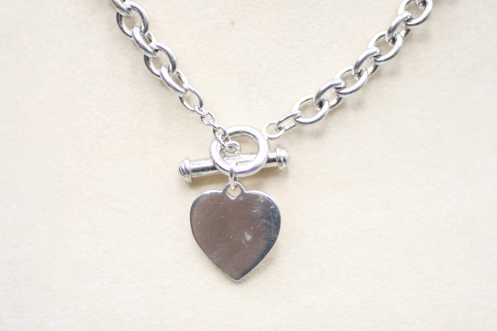 Solid Sterling Silver Heart Charm Tag Choker Neck… - image 3